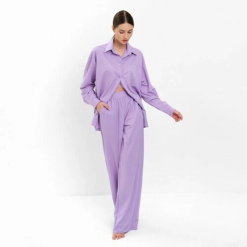 Пижама женская (сорочка, брюки) MINAKU: Home collection цвет сиреневый, р-р 52