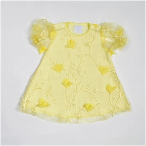 Платье Clariss, хлопок, нарядное, размер 28 (92-98), желтый