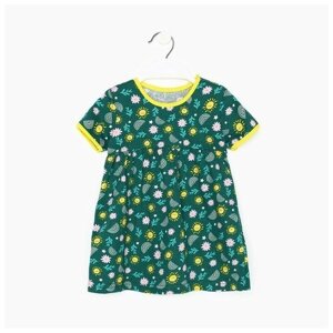 Платье для девочки, цвет зелёный/цветы, рост 92см