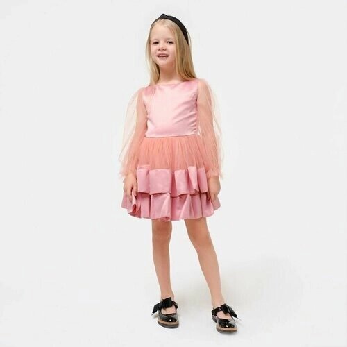 Платье нарядное детское , рост 86-92 см (28), персиковый