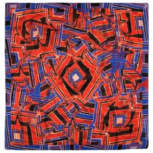 Платок Павловопосадская платочная мануфактура,115х115 см, фиолетовый, синий