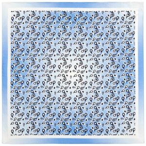 Платок Павловопосадская платочная мануфактура,70х70 см, голубой, белый