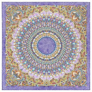 Платок Павловопосадская платочная мануфактура,76х76 см, фиолетовый, мультиколор