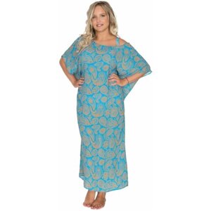 Пляжное платье akcent, размер 52-56, голубой, мультиколор