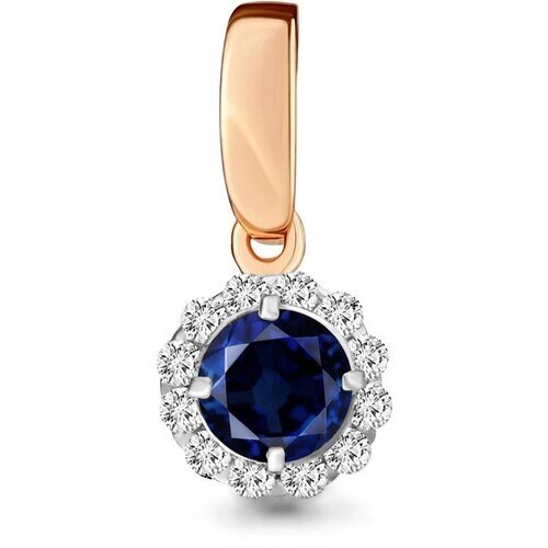 Подвеска Diamant online, золото, 585 проба, сапфир, бриллиант, размер 1 см.