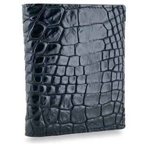 Портмоне Exotic Leather, натуральная кожа, фактура под рептилию, без застежки, отделение для карт, черный