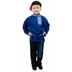 Рубаха косоворотка детская для мальчика синяя карнавальная (Лайт)