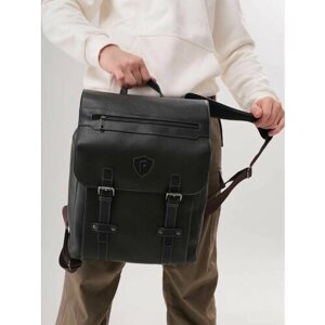 Рюкзак Franchesco Mariscotti Francis, фактура зернистая, черный, коричневый