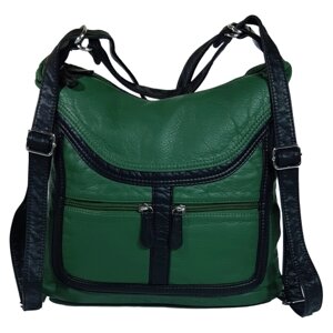 Рюкзак хобо Fulin, фактура рельефная, зеленый