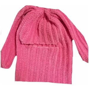 Шапка шлем , демисезон/зима, вязаная, размер 7-9 лет, розовый