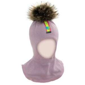 Шапка-шлем mialt для девочек зимняя, шерсть, размер 52-54, розовый