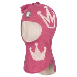 Шапка шлем teyno зимняя, шерсть, с помпоном, подкладка, размер 2, розовый