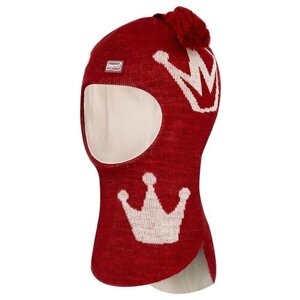 Шапка шлем teyno зимняя, шерсть, с помпоном, подкладка, размер 3, красный