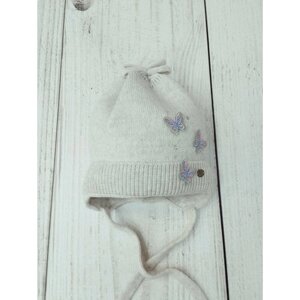 Шапка-ушанка Мой Ангелок для девочек демисезонная, хлопок, размер 7-18 месяцев, серый