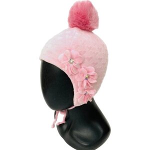 Шапка-ушанка TuTu для девочек демисезонная, подкладка, помпон, размер 46-48, розовый