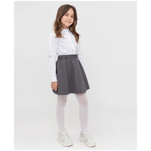 Школьная юбка Button Blue, с поясом на резинке, размер 146, серый