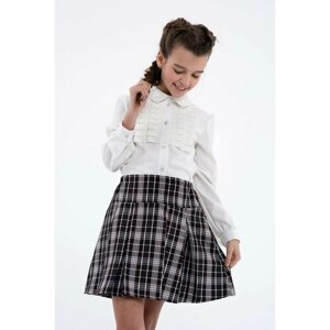 Школьная юбка Инфанта, с поясом на резинке, мини, размер 134/68, серый