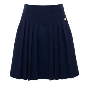 Школьная юбка-полусолнце SLY, с поясом на резинке, мини, размер 158, синий