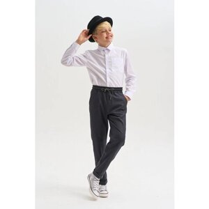 Школьные брюки чинос Шалуны, классический стиль, пояс на резинке, размер 42, 170, серый