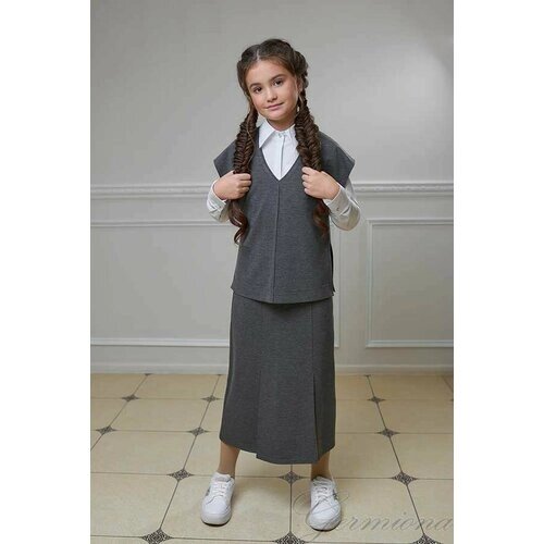 Школьный жилет для девочек Гермиона модница, размер 122, серый