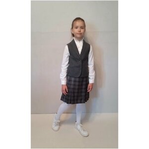 Школьный жилет для девочек РУСЬ, размер 122-30, серый