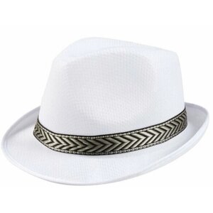 Шляпа белая с золотистой лентой, размер 57-58