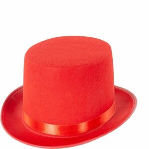 Шляпа Цилиндр, фетр, Красный, 1 шт.