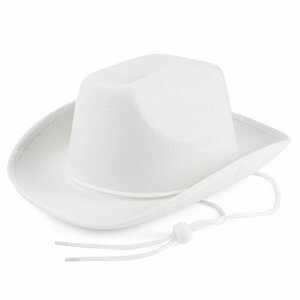 Шляпа Ковбой (мини), со шнурком для затягивания, Белый, 1 шт.