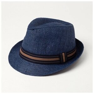Шляпа мужская MINAKU "Пляж", размер 58, цвет синий
