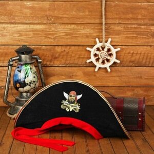 Шляпа пиратская «Морской разбойник», взрослая, р-р. 56-58 (комплект из 3 шт)