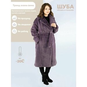 Шуба Prima Woman, искусственный мех, размер 2XL, фиолетовый