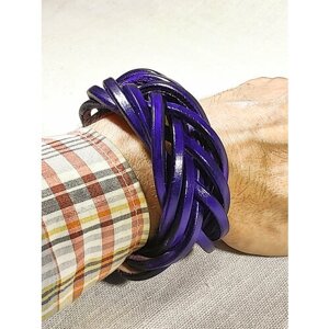 Славянский оберег, плетеный браслет, 1 шт., размер 18 см, размер one size, диаметр 6 см, фиолетовый, синий