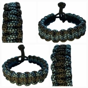 Славянский оберег, плетеный браслет "Синяя волна", 1 шт., размер 7.5 см, размер one size, диаметр 7 см, серый, голубой