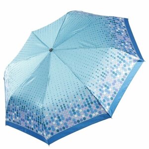 Смарт-зонт FABRETTI, автомат, 3 сложения, купол 102 см., 8 спиц, система «антиветер», чехол в комплекте, в подарочной упаковке, для женщин, голубой