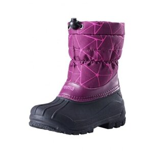 Сноубутсы Reima для девочек, натуральная кожа, водонепроницаемые, защита от попадания снега, светоотражающие элементы, размер 26, фиолетовый