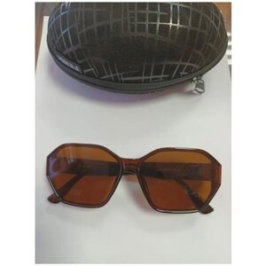 Солнцезащитные очки , бабочка, оправа: пластик, ударопрочные, поляризационные, с защитой от УФ, для женщин, коричневый