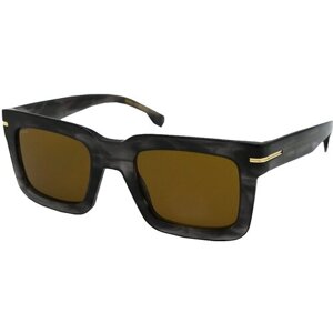 Солнцезащитные очки BOSS, квадратные, оправа: пластик, с защитой от УФ, черный