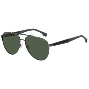 Солнцезащитные очки BOSS, прямоугольные, оправа: металл, для мужчин, зеленый