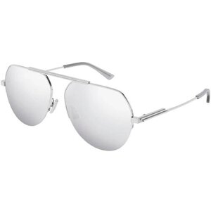 Солнцезащитные очки Bottega Veneta, авиаторы, оправа: металл, зеркальные, серебряный