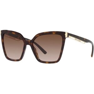 Солнцезащитные очки BVLGARI, бабочка, градиентные, для женщин, коричневый