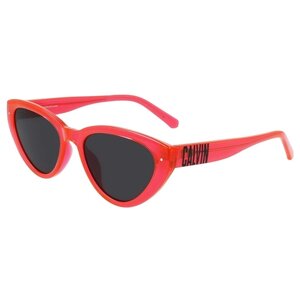 Солнцезащитные очки CALVIN KLEIN, кошачий глаз, оправа: пластик, для женщин, красный