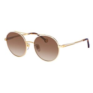 Солнцезащитные очки CAROLINA HERRERA, круглые, оправа: металл, градиентные, для женщин, коричневый