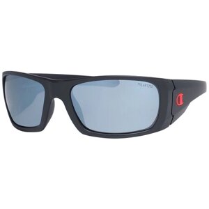 Солнцезащитные очки Champion, прямоугольные, оправа: пластик, спортивные, зеркальные, для мужчин, серый