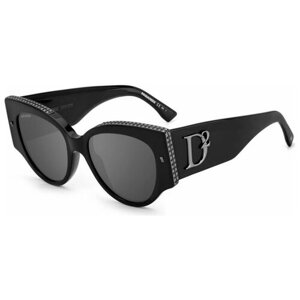 Солнцезащитные очки DSQUARED2, кошачий глаз, оправа: пластик, с защитой от УФ, для женщин, черный
