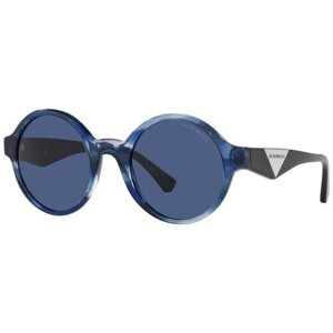 Солнцезащитные очки EMPORIO ARMANI, круглые, синий