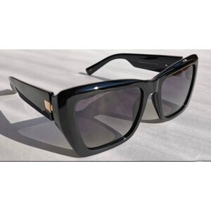 Солнцезащитные очки Estilo, бабочка, оправа: металл, складные, поляризационные, черный