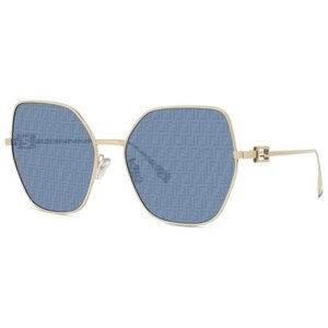 Солнцезащитные очки FENDI, бабочка, оправа: металл, с защитой от УФ, для женщин