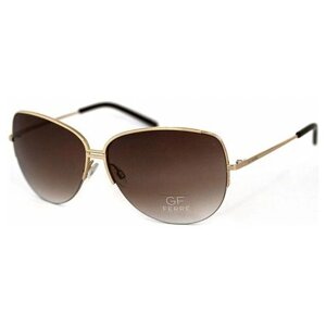 Солнцезащитные очки GF Ferre, прямоугольные, оправа: металл, с защитой от УФ, золотой