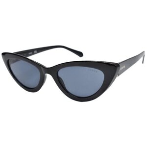 Солнцезащитные очки GUESS, кошачий глаз, оправа: пластик, с защитой от УФ, для женщин, черный