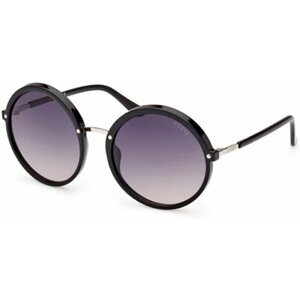 Солнцезащитные очки GUESS, круглые, оправа: пластик, с защитой от УФ, градиентные, для женщин, черный